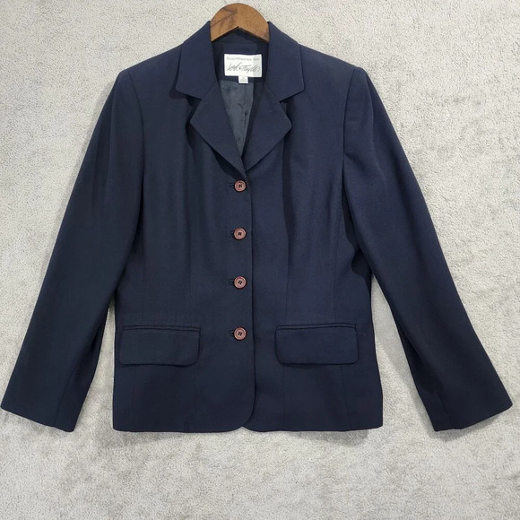 Lord & Taylor Womens Work Career Blazer Size 10 Navy Blue Polyester  GT - Picture 1 of 6